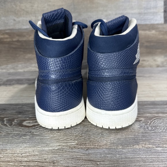 Nike Air Jordan 1 High Nouveau Navy Snakeskin 819176-407 2016 Shoes Size 7.5 - Picture 3 of 14